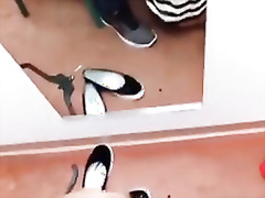 Smoking sexy giving bj in dressing room